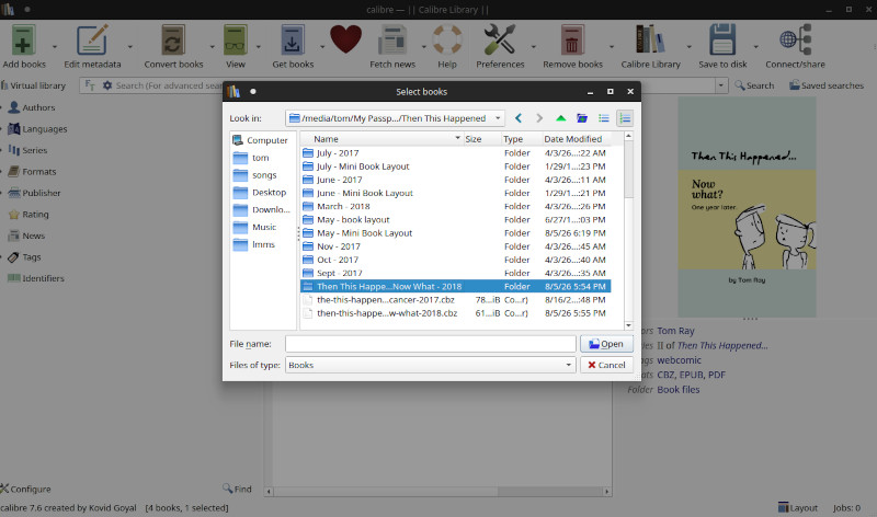 Digital comic import to Calibre screenshot for Then This Happened Book 2